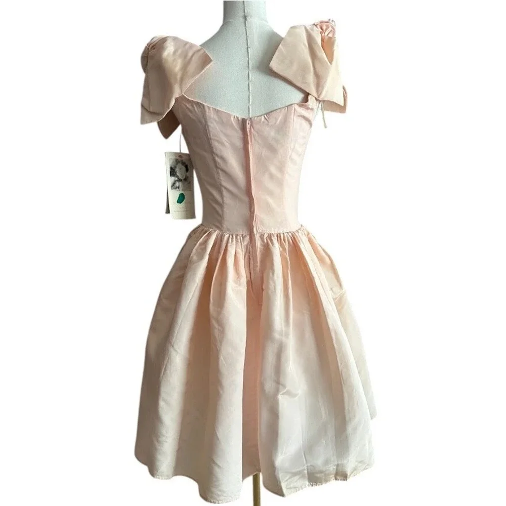 NWT Vintage 80s Gunne Sax Jessica McClintock Peach Lace Prom Dress 7/8‎
